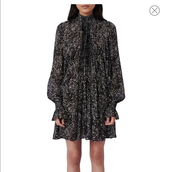 Maje Metallic Spot Print Silk Blend Swing Dress 40 - Picture 1 of 11